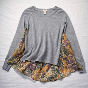 Sundance Silk Hem Sweater Mixed Media Layered Artsy Boho Lightweight M Flowy